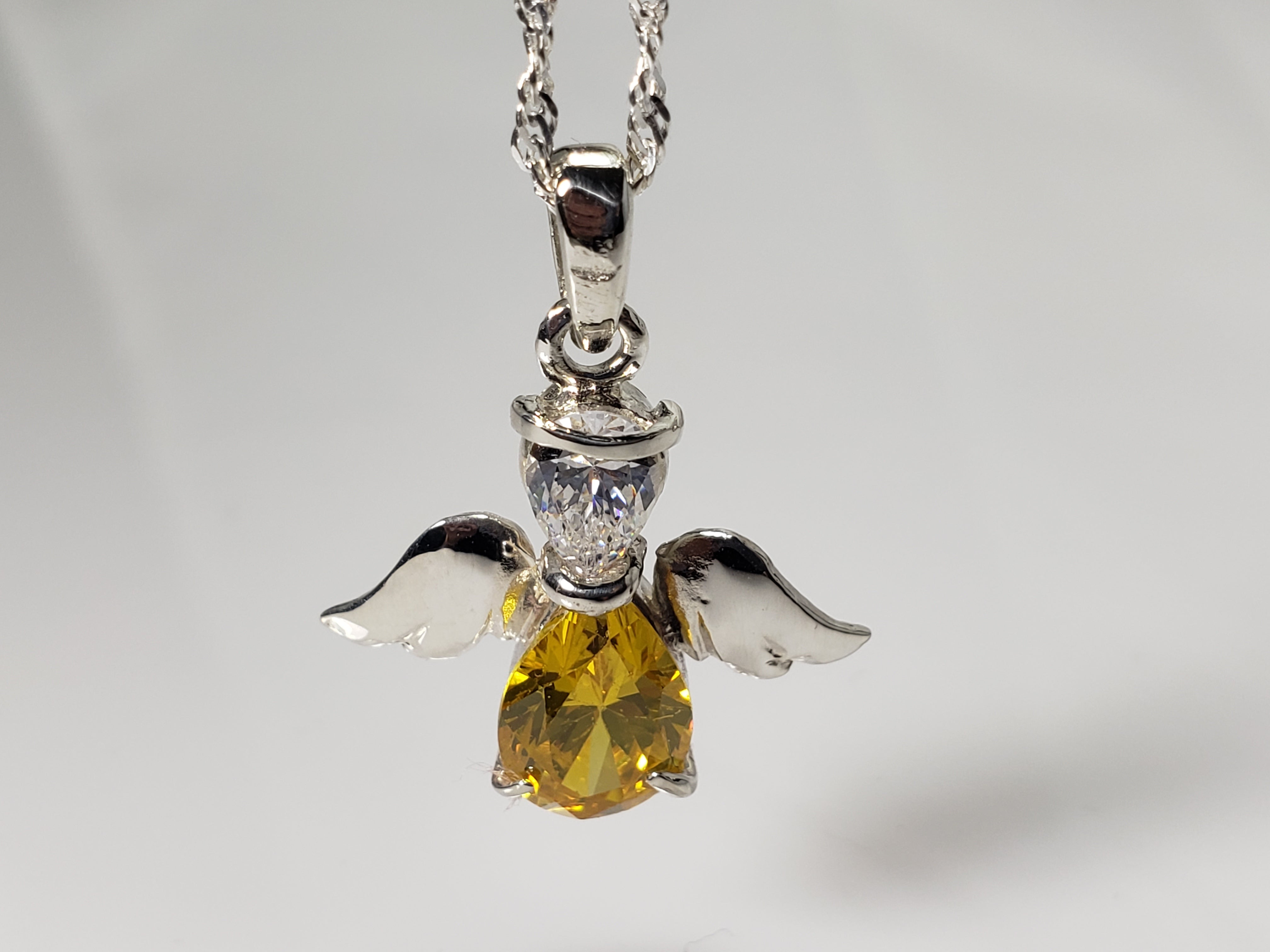 Angel Pendant-Sterling Silver-Gold Tale USA